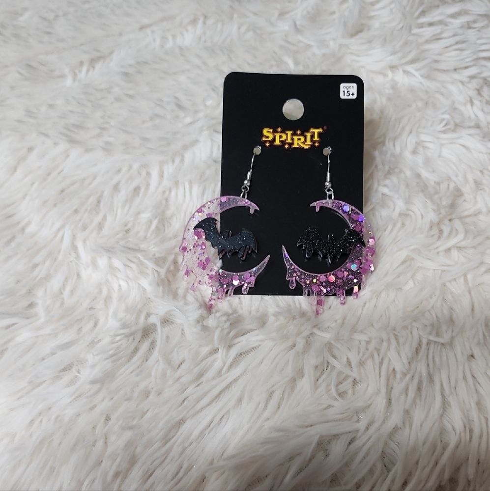 Spirit Glittering Pink andCrescent Earrings